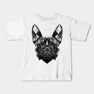 French Bulldog Geometric Portrait - Black Sapphire Kids T-Shirt